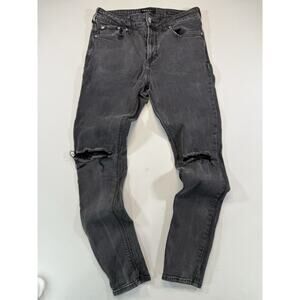 PacSun Skinniest Jeans Mens 32x30 Black Distressed Stretch Denim